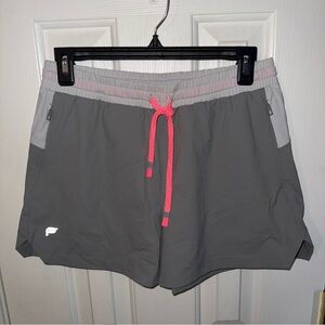 Fabletics Gray Athletic Shorts with Pink Drawstring